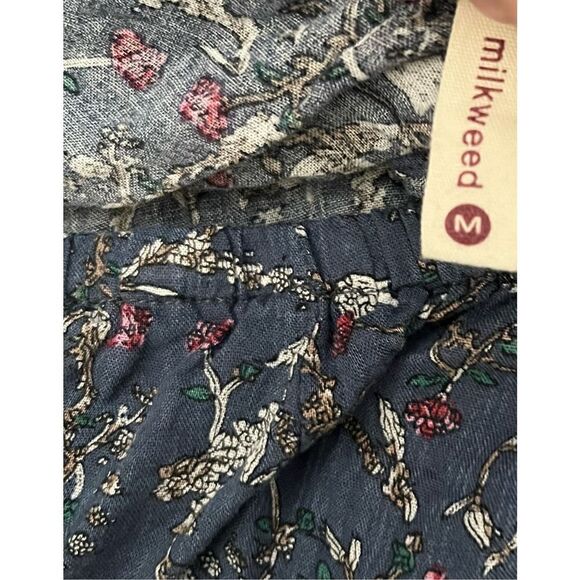 Milkweed Floral Blue Off The Shoulder Open Back Short‎ Sleeve Top - Picture 3 of 4